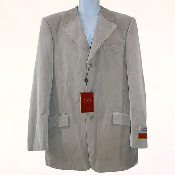 Loriano Collection Super 100’s Hand Tailoring Men Corduroy 3But Blazer Jacket 42 - Picture 1 of 16